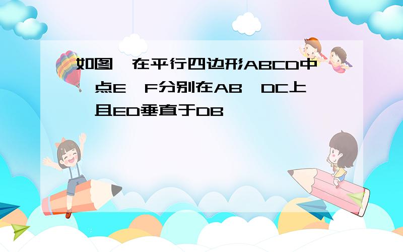 如图,在平行四边形ABCD中,点E,F分别在AB,DC上,且ED垂直于DB