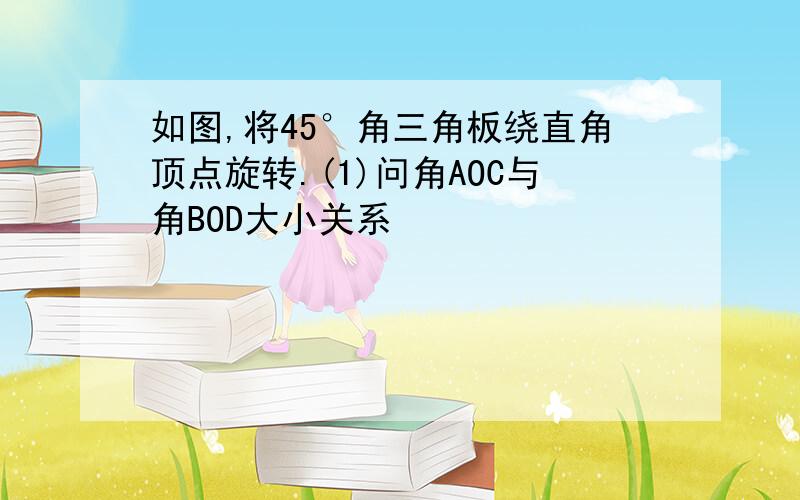 如图,将45°角三角板绕直角顶点旋转.(1)问角AOC与角BOD大小关系