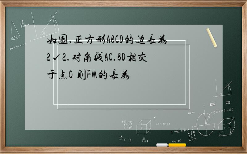 如图,正方形ABCD的边长为2√2,对角线AC,BD相交于点O 则FM的长为