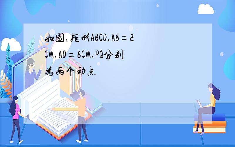 如图,矩形ABCD,AB=2CM,AD=6CM,PQ分别为两个动点