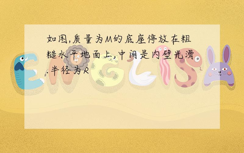 如图,质量为M的底座停放在粗糙水平地面上,中间是内壁光滑.半径为R