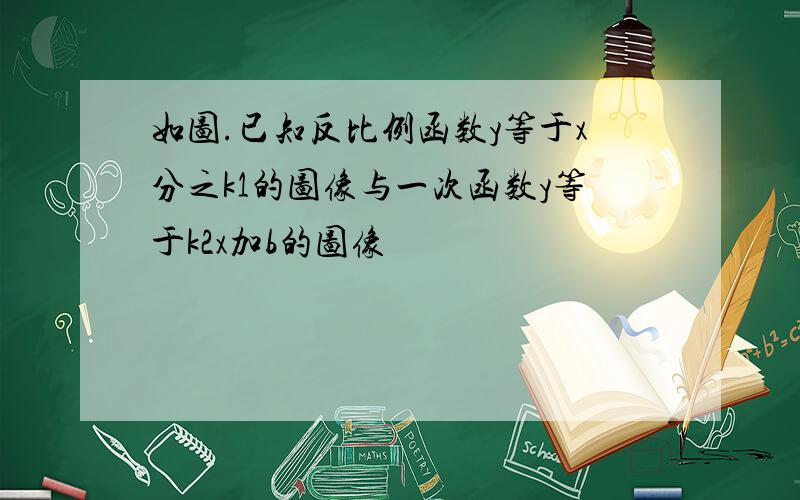 如图.已知反比例函数y等于x分之k1的图像与一次函数y等于k2x加b的图像