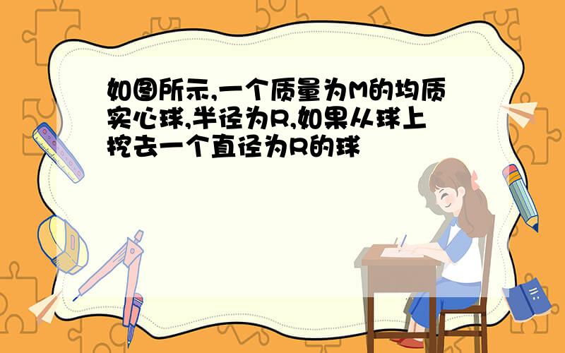 如图所示,一个质量为M的均质实心球,半径为R,如果从球上挖去一个直径为R的球