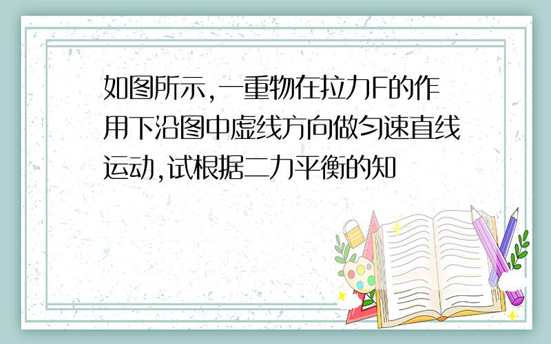 如图所示,一重物在拉力F的作用下沿图中虚线方向做匀速直线运动,试根据二力平衡的知