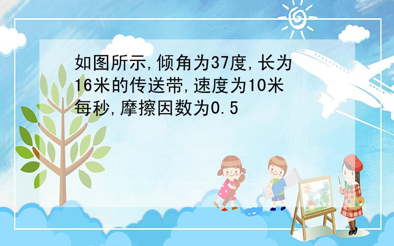 如图所示,倾角为37度,长为16米的传送带,速度为10米每秒,摩擦因数为0.5