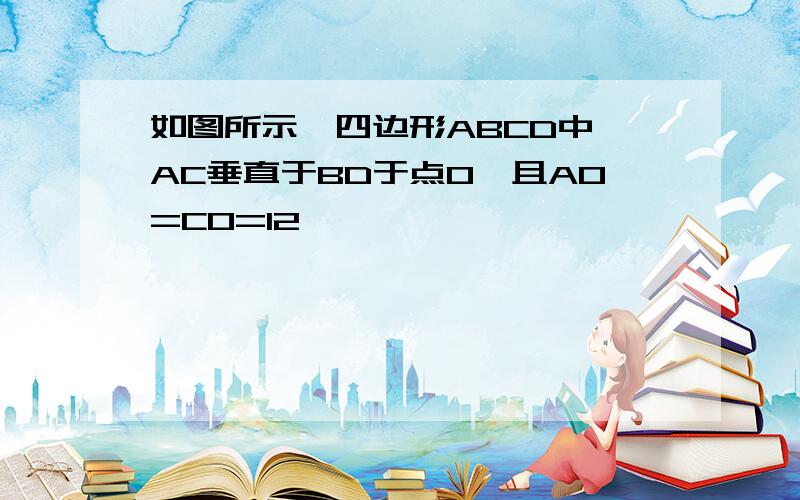 如图所示,四边形ABCD中,AC垂直于BD于点O,且AO=CO=12