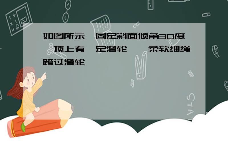 如图所示,固定斜面倾角30度,顶上有一定滑轮,一柔软细绳跨过滑轮