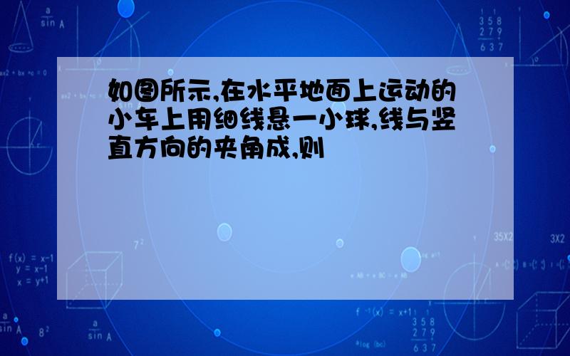 如图所示,在水平地面上运动的小车上用细线悬一小球,线与竖直方向的夹角成,则