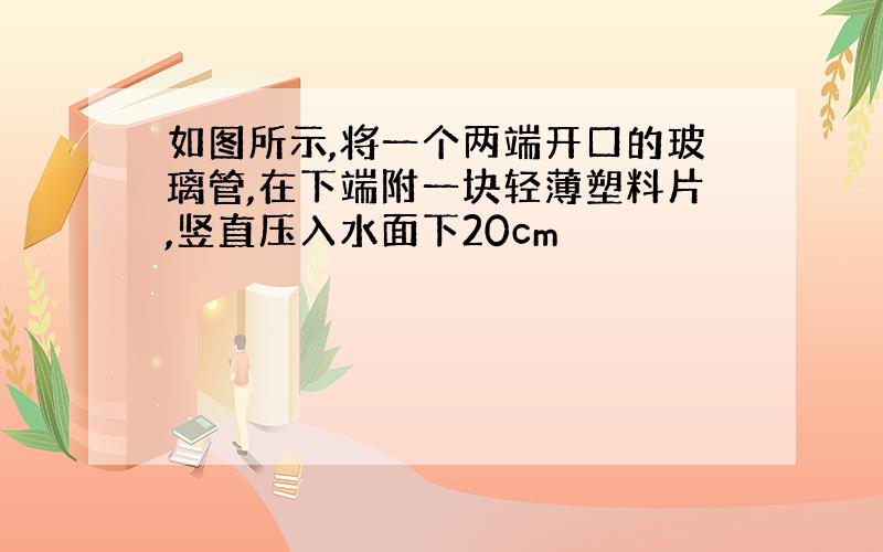 如图所示,将一个两端开口的玻璃管,在下端附一块轻薄塑料片,竖直压入水面下20cm