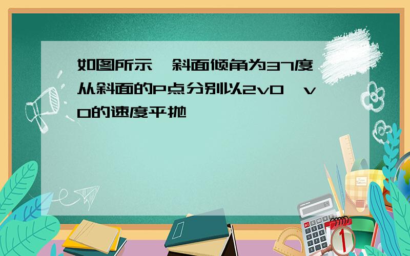 如图所示,斜面倾角为37度,从斜面的P点分别以2v0,v0的速度平抛