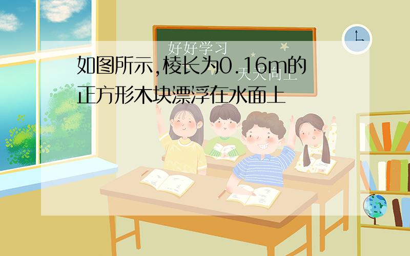 如图所示,棱长为0.16m的正方形木块漂浮在水面上