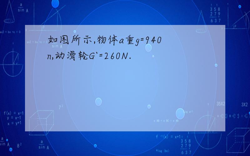 如图所示,物体a重g=940n,动滑轮G`=260N.