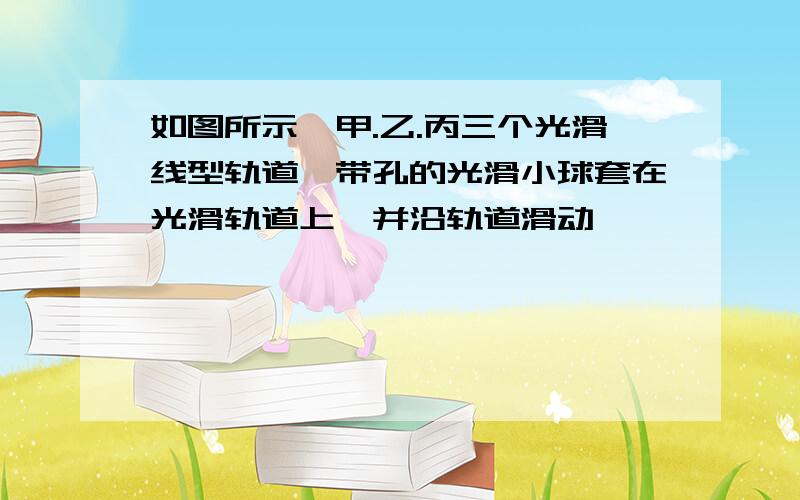 如图所示,甲.乙.丙三个光滑线型轨道,带孔的光滑小球套在光滑轨道上,并沿轨道滑动