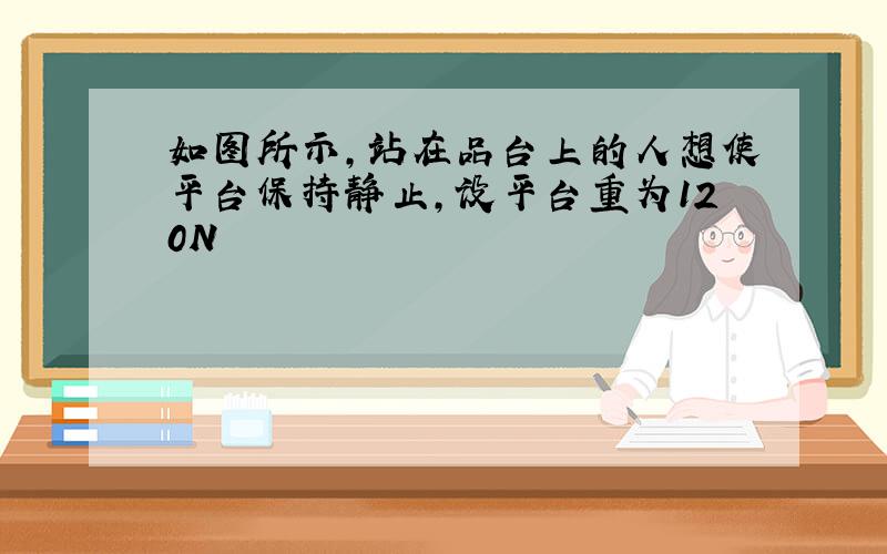 如图所示,站在品台上的人想使平台保持静止,设平台重为120N