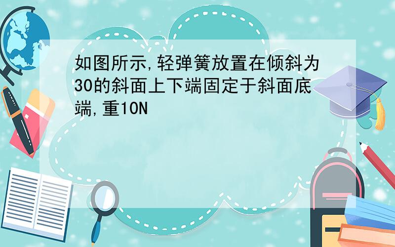 如图所示,轻弹簧放置在倾斜为30的斜面上下端固定于斜面底端,重10N