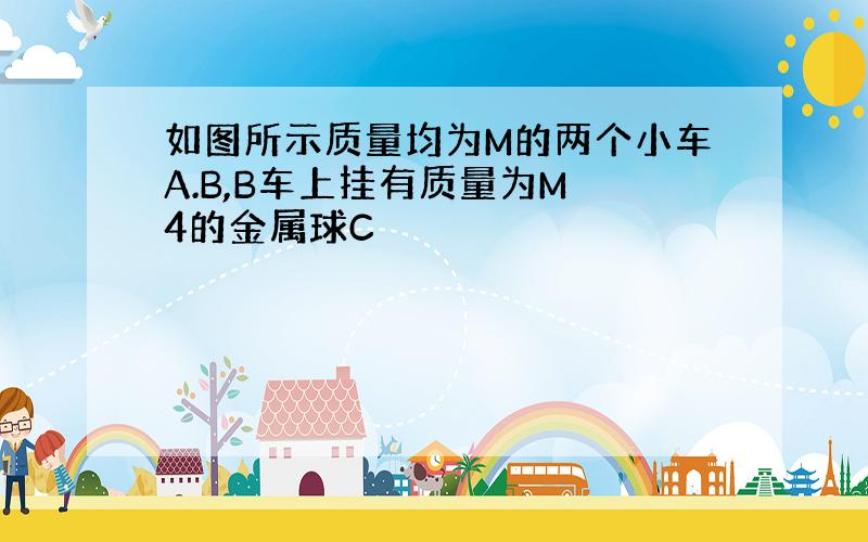 如图所示质量均为M的两个小车A.B,B车上挂有质量为M 4的金属球C