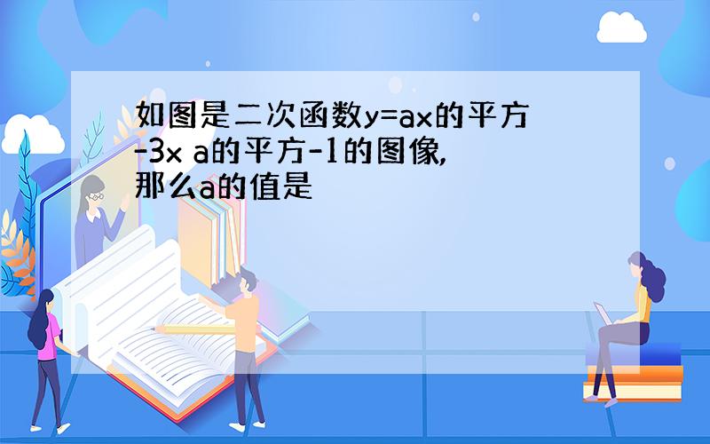 如图是二次函数y=ax的平方-3x a的平方-1的图像,那么a的值是