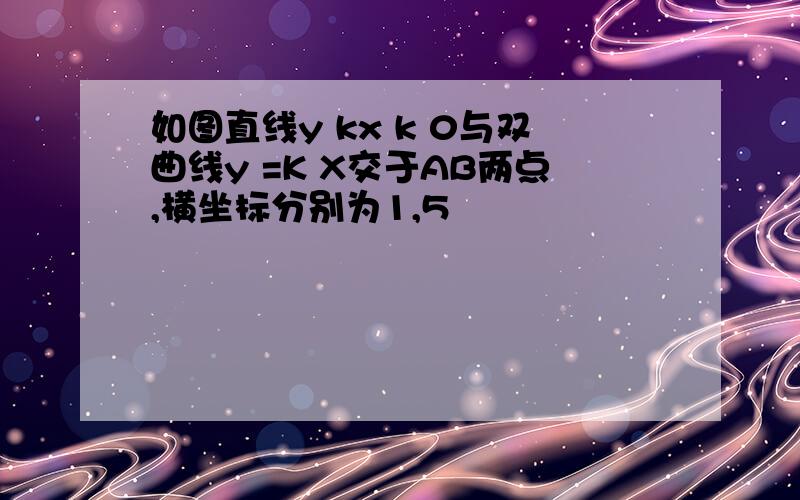 如图直线y kx k 0与双曲线y =K X交于AB两点,横坐标分别为1,5