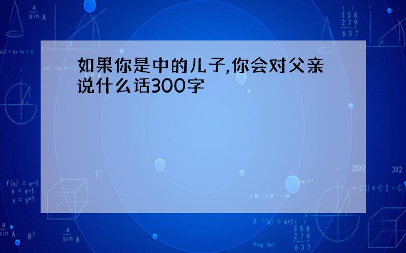 如果你是中的儿子,你会对父亲说什么话300字