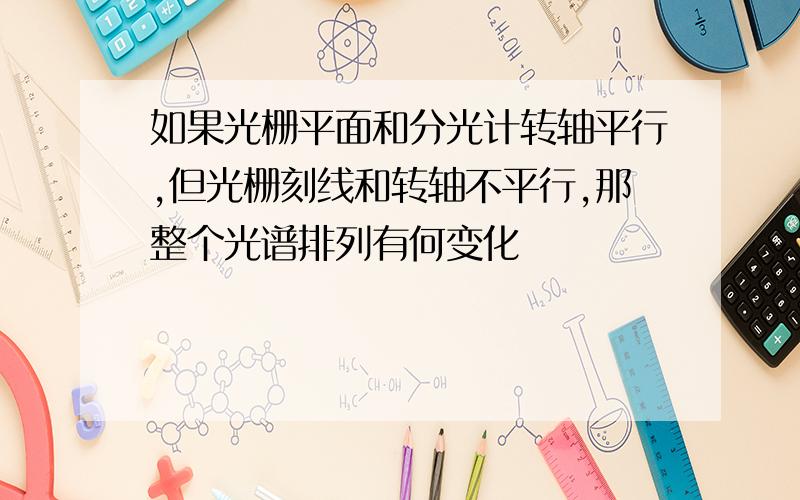 如果光栅平面和分光计转轴平行,但光栅刻线和转轴不平行,那整个光谱排列有何变化