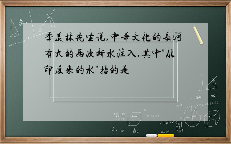 季羡林先生说,中华文化的长河有大的两次新水注入,其中"从印度来的水"指的是