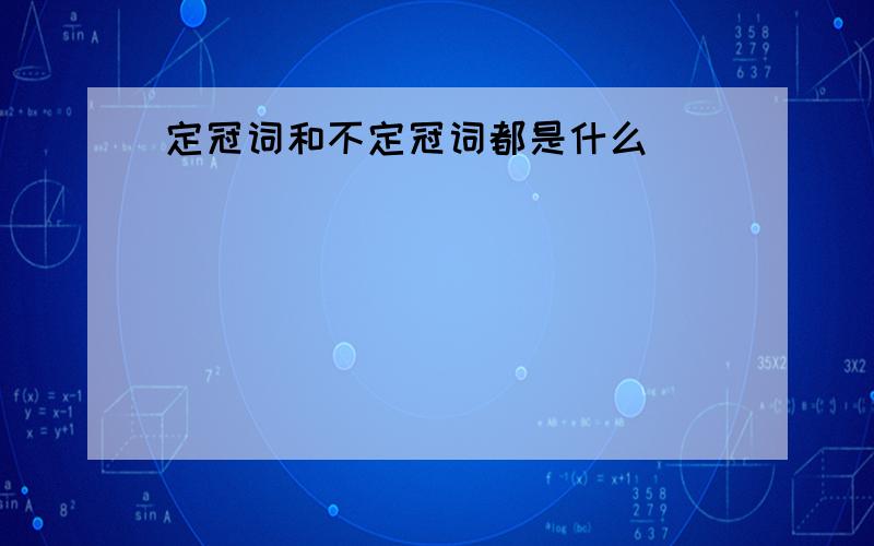 定冠词和不定冠词都是什么