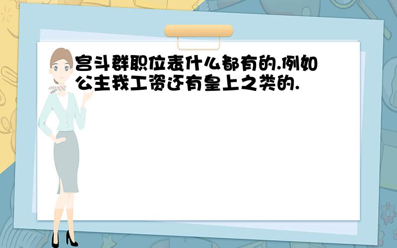 宫斗群职位表什么都有的.例如公主我工资还有皇上之类的.