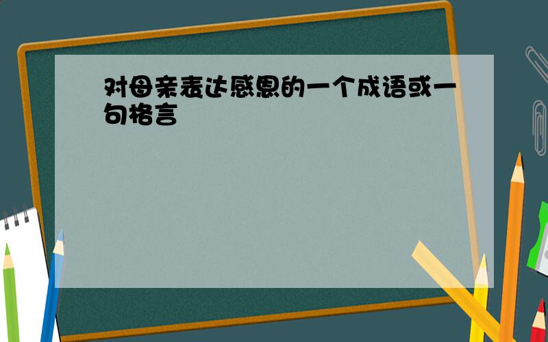 对母亲表达感恩的一个成语或一句格言