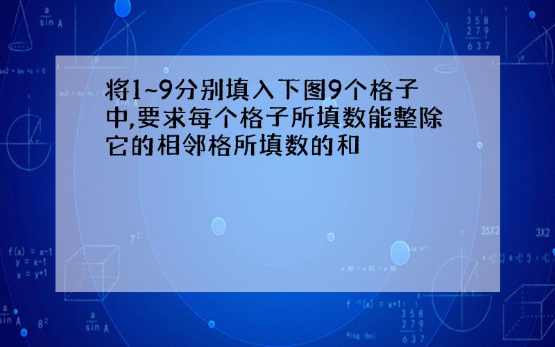 将1~9分别填入下图9个格子中,要求每个格子所填数能整除它的相邻格所填数的和