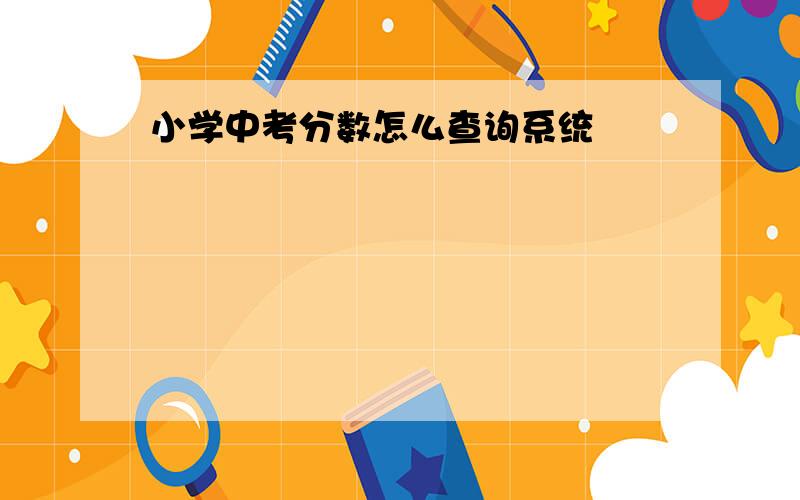 小学中考分数怎么查询系统