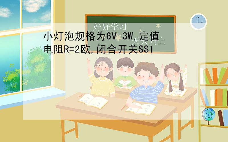 小灯泡规格为6V 3W,定值电阻R=2欧,闭合开关SS1