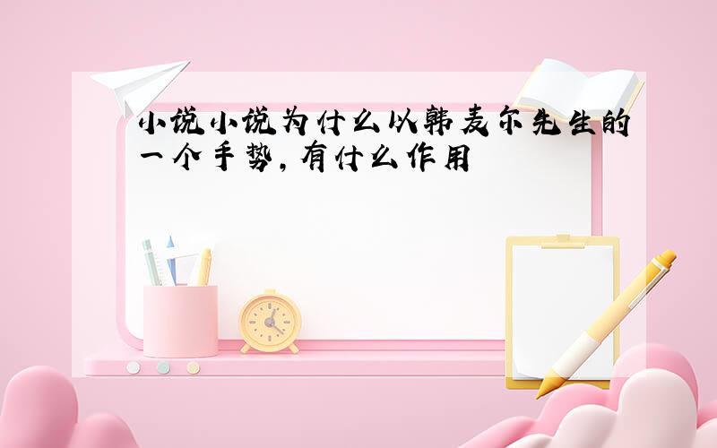 小说小说为什么以韩麦尔先生的一个手势,有什么作用