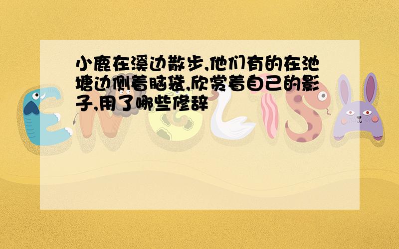 小鹿在溪边散步,他们有的在池塘边侧着脑袋,欣赏着自己的影子,用了哪些修辞