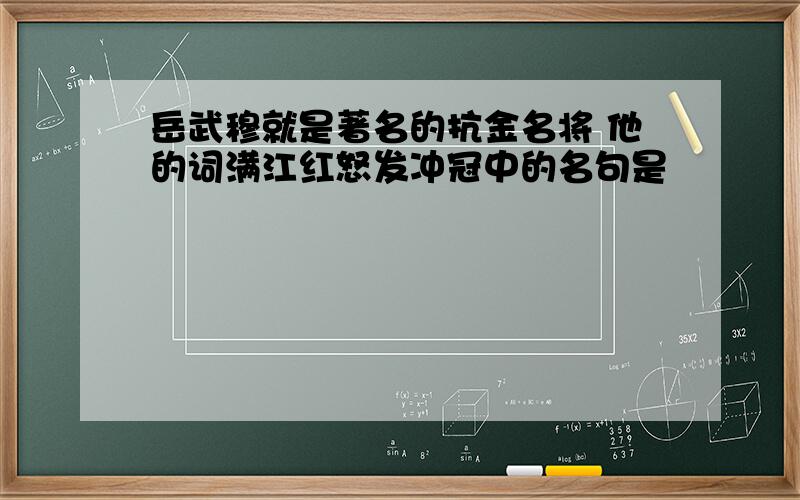 岳武穆就是著名的抗金名将 他的词满江红怒发冲冠中的名句是