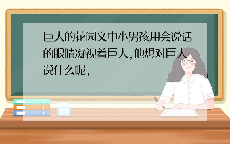 巨人的花园文中小男孩用会说话的眼睛凝视着巨人,他想对巨人说什么呢,