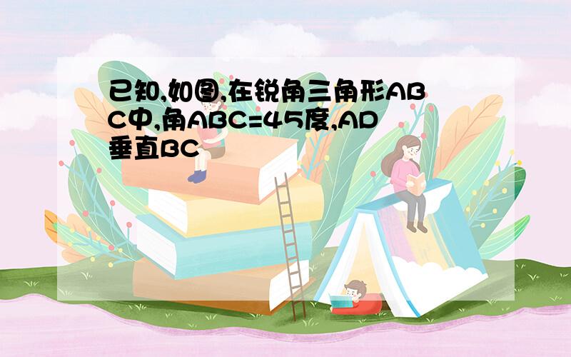 已知,如图,在锐角三角形ABC中,角ABC=45度,AD垂直BC