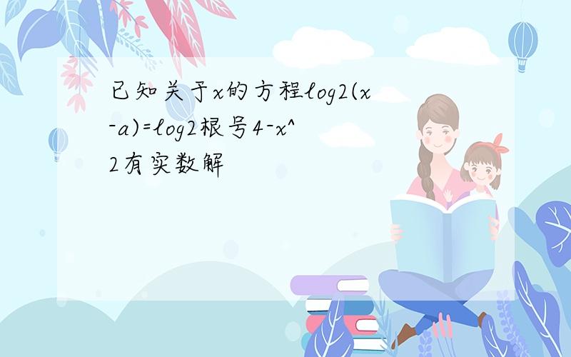 已知关于x的方程log2(x-a)=log2根号4-x^2有实数解