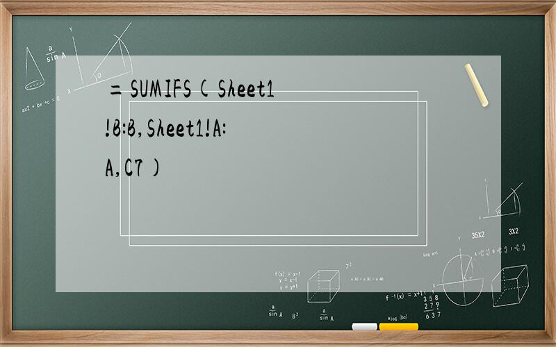 =SUMIFS(Sheet1!B:B,Sheet1!A:A,C7)