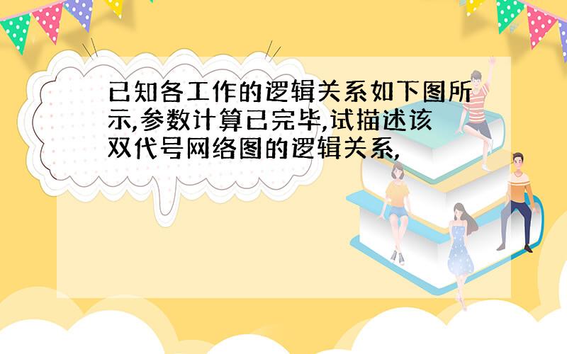 已知各工作的逻辑关系如下图所示,参数计算已完毕,试描述该双代号网络图的逻辑关系,