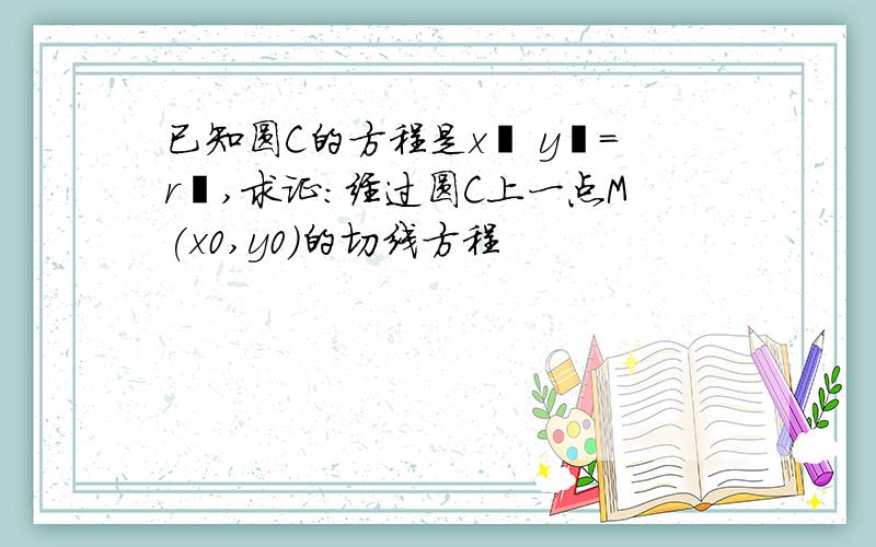 已知圆C的方程是x² y²=r²,求证:经过圆C上一点M(x0,y0)的切线方程