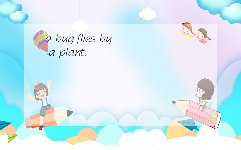 a bug flies by a plant.