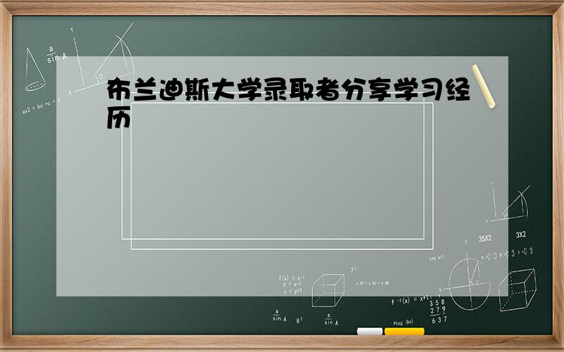 布兰迪斯大学录取者分享学习经历