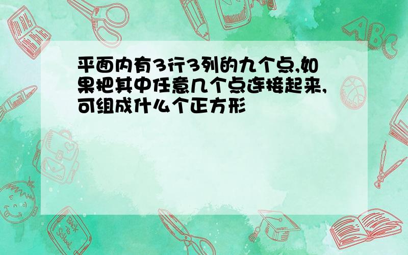 平面内有3行3列的九个点,如果把其中任意几个点连接起来,可组成什么个正方形