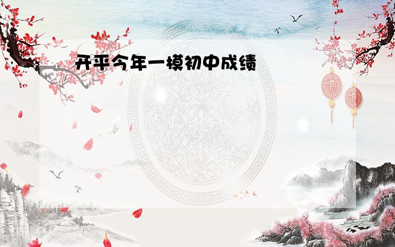 开平今年一模初中成绩