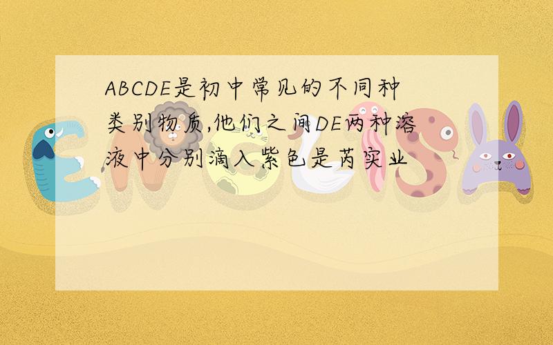 ABCDE是初中常见的不同种类别物质,他们之间DE两种溶液中分别滴入紫色是芮实业