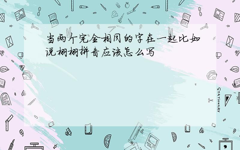 当两个完全相同的字在一起比如说栩栩拼音应该怎么写