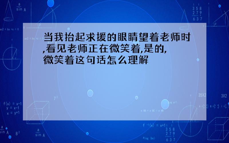 当我抬起求援的眼睛望着老师时,看见老师正在微笑着,是的,微笑着这句话怎么理解