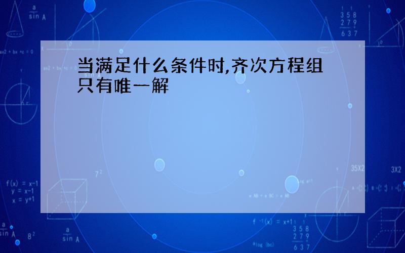 当满足什么条件时,齐次方程组只有唯一解