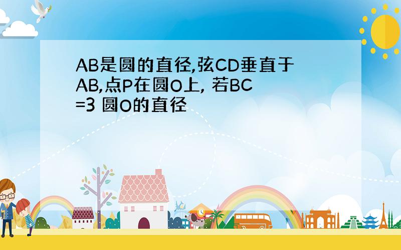 AB是圆的直径,弦CD垂直于AB,点P在圆O上, 若BC=3 圆O的直径