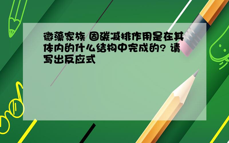 微藻家族 固碳减排作用是在其体内的什么结构中完成的? 请写出反应式